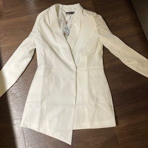 Boohoo white tuxedo dress